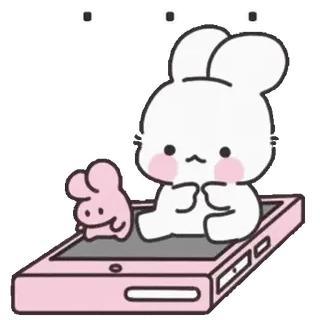 😊 兔子, 可爱, 卡通, 动物, 粉色 telegram sticker