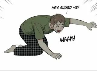 💦 HE'S RUINED ME! WAAAH llorando, molesto, triste, cómics, arruinado whatsapp sticker
