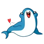 ❤️ 돌고래, 귀여운, 동물, 만화, 장난기 있는, 해양 동물 telegram sticker