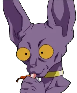 🍆 Beerus Dragon Ball Anime, Dragon Ball, Beerus, Gott der Zerstörung, Cartoon, Lila Katze, Lustig telegram sticker
