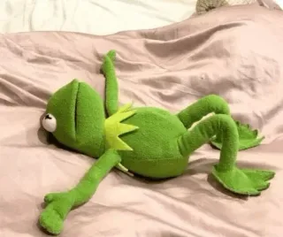 😵 Kermit frog, puppet, kermit, muppets, green, lying down telegram sticker