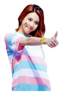 👍 cewek, kpop, imut, jempol ke atas, orang, senyum telegram sticker