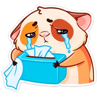 😭 ร้องไห้, เศร้า, แฮมสเตอร์, น้ำตา, ทิชชู่, การ์ตูน, อารมณ์, เสียใจ telegram sticker