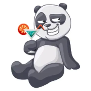 😚 panda, cocktail, drink, cartoon, animal telegram sticker
