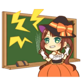 😀 할로윈, 마녀, 만화, 애니메이션, 귀여운, 카와이 telegram sticker