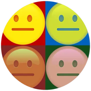 😐 emoji, mood, expression, face, yellow, blue, orange, pink telegram sticker