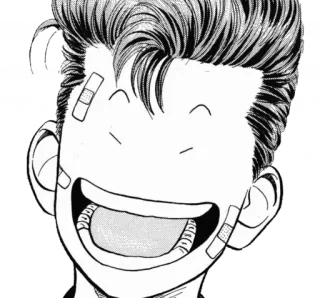 😄 manga, anime, cartoon, smiling, bandages, happy telegram sticker