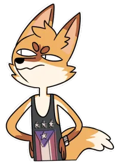 😐 fox, cartoon, sticker, Puerto Rico, anthropomorphic telegram sticker
