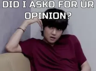 🙂 DID I ASKD FOR UR OPINION? opinione, domanda, persona, infastidito whatsapp sticker