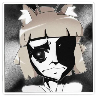 😔 anime girl, sad, monochrome, cartoon, manga telegram sticker