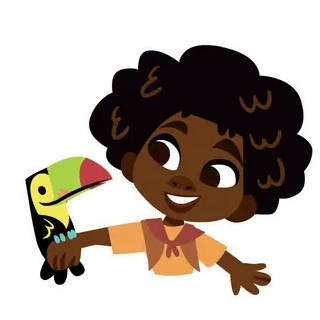 👦 ragazzo, tucano, cartone animato, personaggio, amico whatsapp sticker