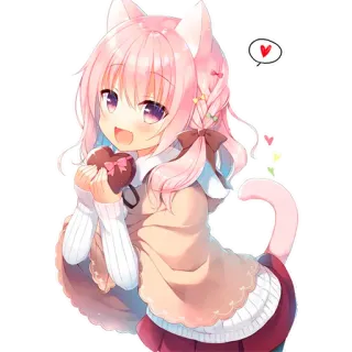 ❤️ anime, cat girl, kawaii, heart, valentine's day, manga, cute telegram sticker