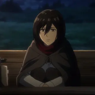 🥀 Mikasa Ackerman Attack on Titan anime, mikasa, attack on titan, character, female, serious telegram sticker