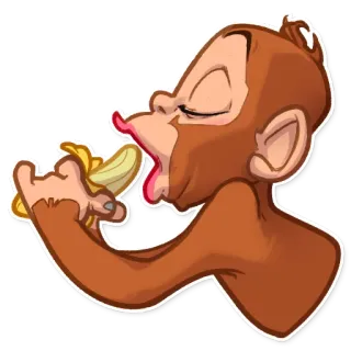 🍌 猿, バナナ, 漫画, ステッカー, 動物 telegram sticker
