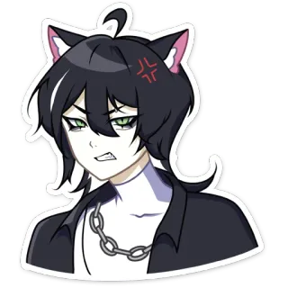 😡 アニメ, 猫耳, 怒り, 感情, マンガ, ステッカー telegram sticker