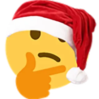 🤔 thinking, emoji, christmas, santa hat, pondering, doubt, holiday, festive telegram sticker