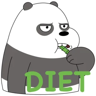 😖 DIET Panda, Diet, Makan, Kartun, Binatang, Bambu telegram sticker