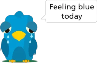😭 Feeling blue today triste, azul, pássaro, sentimento, desenho animado, lágrimas telegram sticker