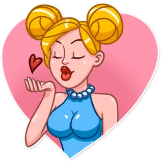 😘 Frau, Kussmund, Cartoon, Blondine, Herz, Liebe whatsapp sticker