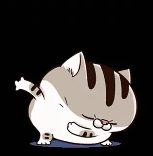 😌 cat, animal, cute, sticker, cartoon, grey, dabbing, dab telegram sticker