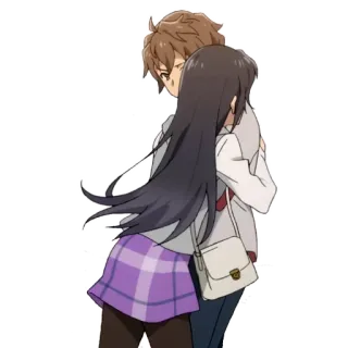 🤗 anime, coppia, abbraccio, amore, cartone animato telegram sticker