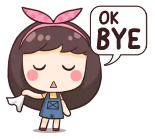 👋 OK BYE lindo, chica, dibujos animados, ok, adiós, kawaii telegram sticker