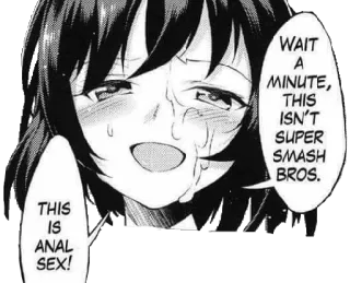 😫 WAIT A MINUTE, THIS ISN'T SUPER SMASH BROS. THIS IS ANAL SEX! Anime, Mangá, Smash Bros., Paródia, NSFW telegram sticker