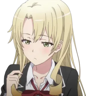 😳 Anime, Mädchen, blonde Haare, Schuluniform, Cartoon whatsapp sticker