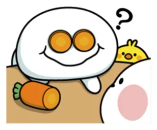 👀 schattig, wortel, vraagteken, dieren, cartoon telegram sticker
