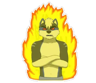 😡 furry, raiva, fogo, desenho animado, animal, guaxinim, ilustração telegram sticker