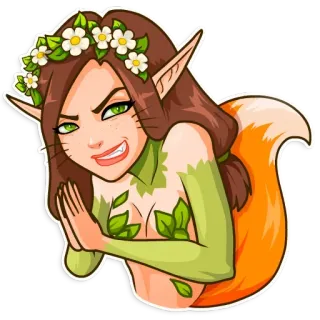 🦊 Elfo, Fantasy, Volpe, Animale, Natura, Ragazza telegram sticker