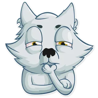 😑 serigala, kartun, hewan, berpikir, stiker telegram sticker