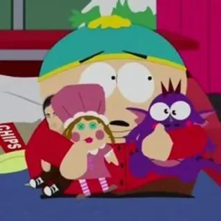😞 Eric Cartman South Park CHIPS Cartone animato, Animazione, Commedia, South Park, Cartman, Bambola, Mostro telegram sticker