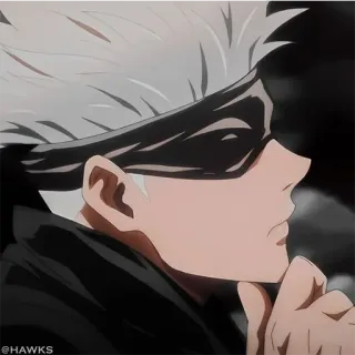 🌐 Gojo Satoru Jujutsu Kaisen Anime, Gojo Satoru, Jujutsu Kaisen, cheveux blancs, personnage animé, Manga, portrait personnage telegram sticker