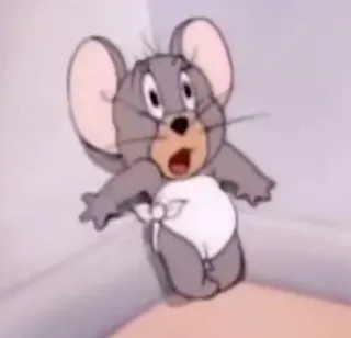 😮 Jerry Mouse Tom and Jerry cartoon, mouse, surprise, shock, animated, Jerry telegram sticker