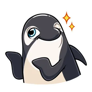 ☺️ 범고래, 귀여운, 동물, 바다, 바다, 윙크, 반짝임 telegram sticker