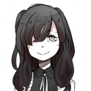 🙂 Fille anime, Personnage, Illustration, Noir et blanc telegram sticker