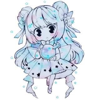 ✨ アニメガール, 星, キラキラ, 可愛い, かわいい, 漫画 telegram sticker