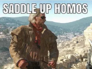 🚗 SADDLE UP HOMOS offensant, western, cowboy, cheval, jeu vidéo telegram sticker