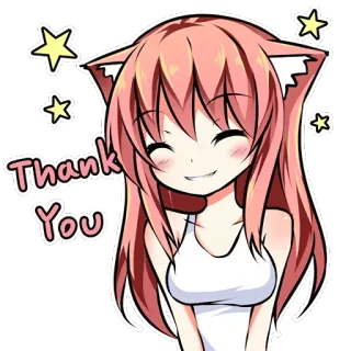 ☺️ Thank You Anime, Ragazza gatto, Kawaii, Grazie, Stelle, Carino telegram sticker