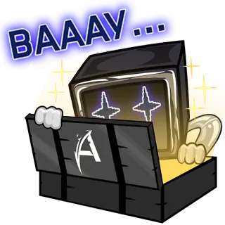 🤩 BAAAAY... мультфильм, коробка, персонаж, текст telegram sticker