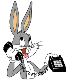 ☎️ Bugs Bunny Looney Tunes conejo, conejito, dibujos animados, teléfono, hablando telegram sticker