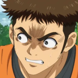 🙂 Anime, Wütend, Charakter, Ausdruck, Sport, Baseball, Entschlossenheit telegram sticker