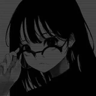🖤 动漫女孩, 眼镜, 黑白, 漫画, 卡通 telegram sticker