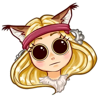 😳 Chibi, Orejas de gato, Diadema, Pelo rubio, Lindo, Dibujos animados whatsapp sticker