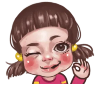 😉 мультфильм, девушка, подмигивание, ок, милый telegram sticker