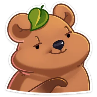 ☺️ Bär, Tier, Cartoon, Niedlich, Blatt, Selbstgefällig whatsapp sticker