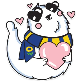 😍 schattig, cartoon, sticker, hart, liefde, zeehond, dier telegram sticker