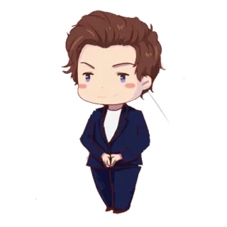 ☺️ chibi, cartoon, person, suit, blue suit, formal, anime, manga telegram sticker