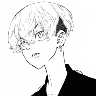 😨 Manga, Anime, Retrato, Blanco y negro telegram sticker